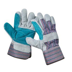 Cowhide leather Double Palm OS Gloves 1Pair for farming Outdoor Industrial work